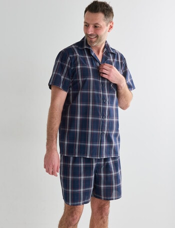 Chisel Woven Check Short PJ Set, Navy, Red & Grey product photo