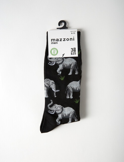 Mazzoni Bamboo-blend Elephant Dress Sock, Black & Grey product photo View 02 L