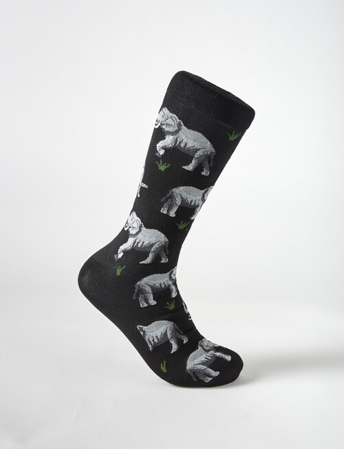 Mazzoni Bamboo-blend Elephant Dress Sock, Black & Grey product photo