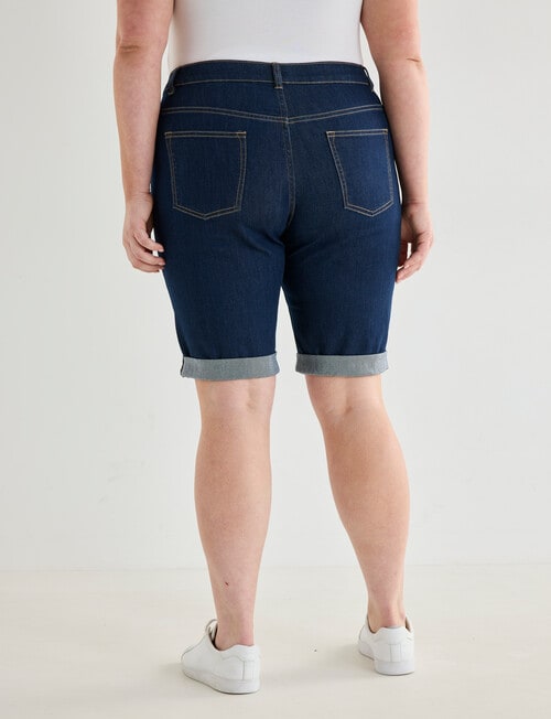Denim Republic Curve Knee Length Shorts, Dark Rinse product photo View 02 L