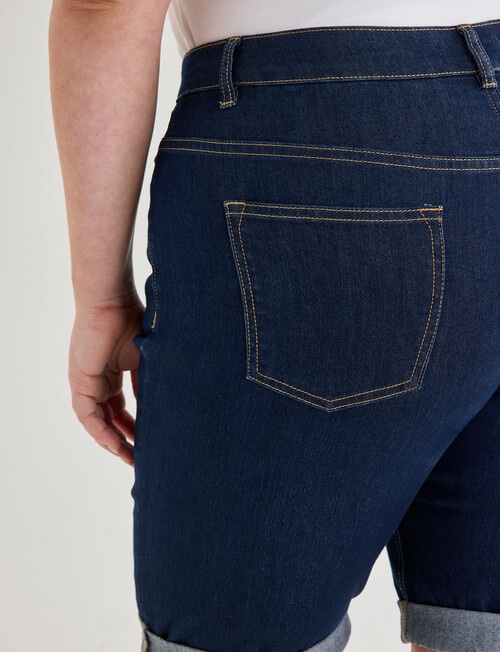 Denim Republic Curve Knee Length Shorts, Dark Rinse product photo View 05 L