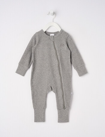 Teeny Weeny Sleep Rib Sleepsuit, Grey Marle product photo