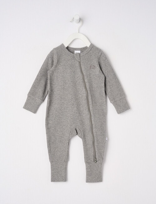 Teeny Weeny Sleep Rib Sleepsuit, Grey Marle product photo