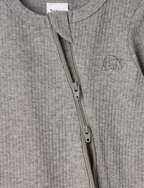 Teeny Weeny Sleep Rib Sleepsuit, Grey Marle product photo View 02 L