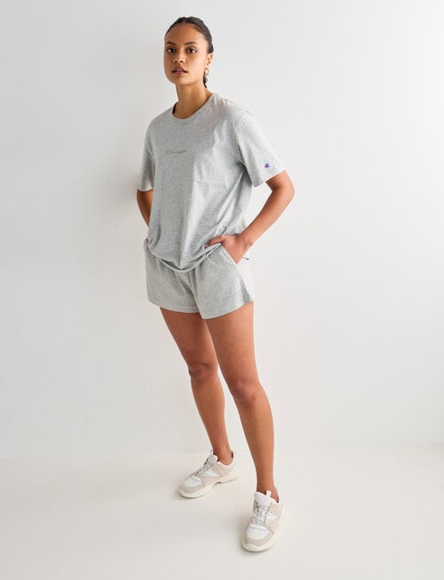 Champion Jersey High Waist Script Short, Oxford Heather product photo View 03 L