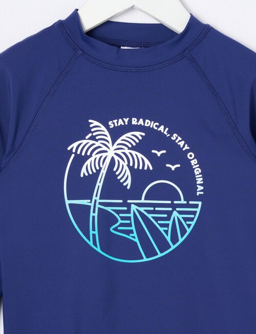 Wavetribe Palm Surf Long Sleeve Rash Top, Ocean product photo View 02 L