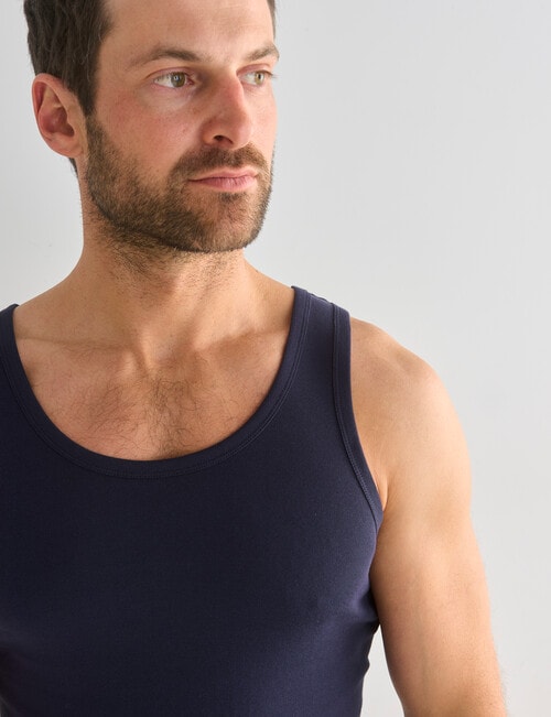 Mazzoni Cotton Rib Singlet, Navy product photo
