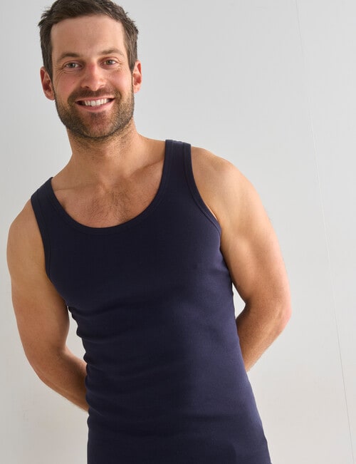 Mazzoni Cotton Rib Singlet, Navy product photo View 04 L