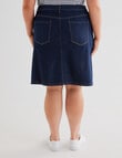 Denim Republic Curve Knee Length A-Line Skirt, Dark Wash product photo View 02 S