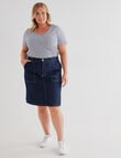 Denim Republic Curve Knee Length A-Line Skirt, Dark Wash product photo View 03 S