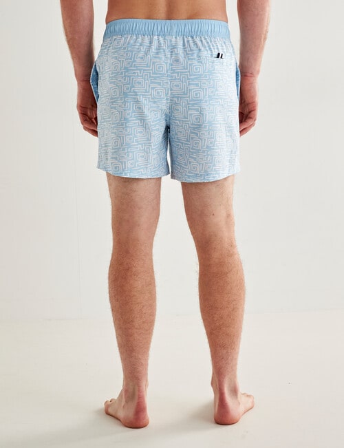 Gasoline Geo Maze Swimshort, Light Blue product photo View 02 L