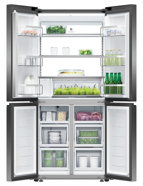 Fisher & Paykel 498L Quad Door Fridge Freezer with Ice & Water, Black Stainless, RF500QNUB1 product photo View 03 L