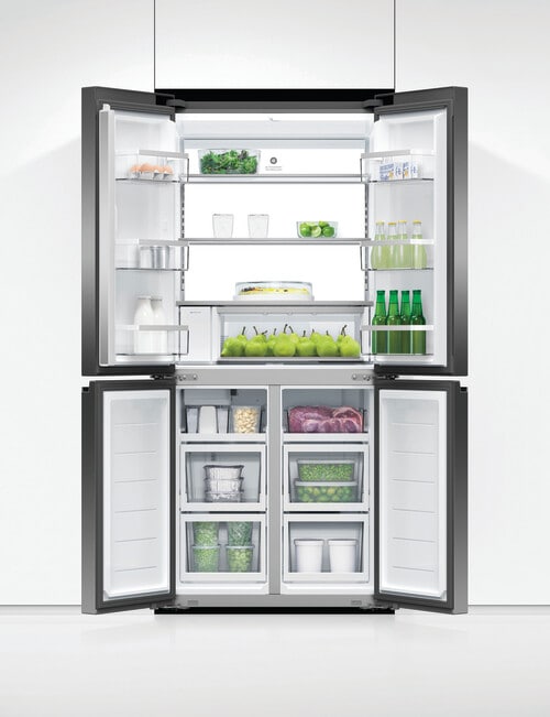 Fisher & Paykel 498L Quad Door Fridge Freezer with Ice & Water, Black Stainless, RF500QNUB1 product photo View 05 L