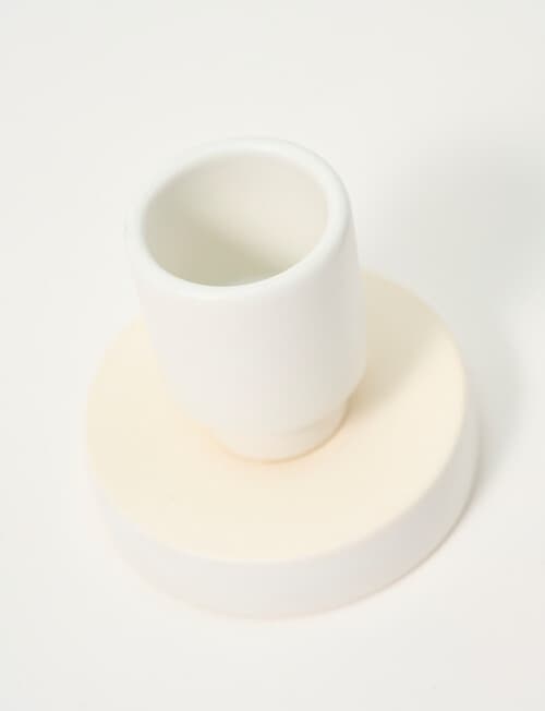 Home Fusion Ceramic Candle Holder, White product photo View 03 L