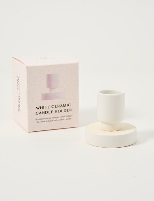 Home Fusion Ceramic Candle Holder, White product photo View 04 L
