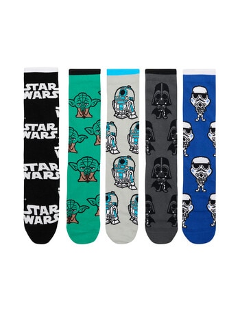 Licensed Star Wars Crew Socks, 5-Pack, Assorted product photo