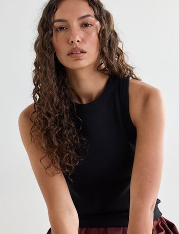 Mineral Hazel Rib Tank, Black product photo
