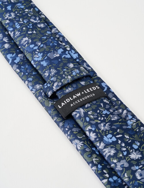 Laidlaw + Leeds Floral Tie, 7cm, Sage & Navy product photo View 03 L