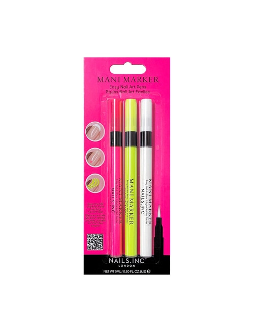 Nails Inc Mani Marker Nail Art Pen, Neon Trio, Pink Yellow, White product photo