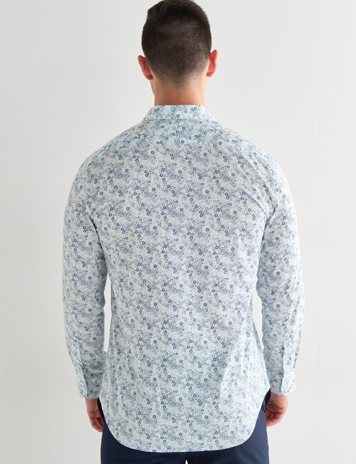 L+L Ayda Ditsy Printed Shirt, White & Blue product photo View 02 L