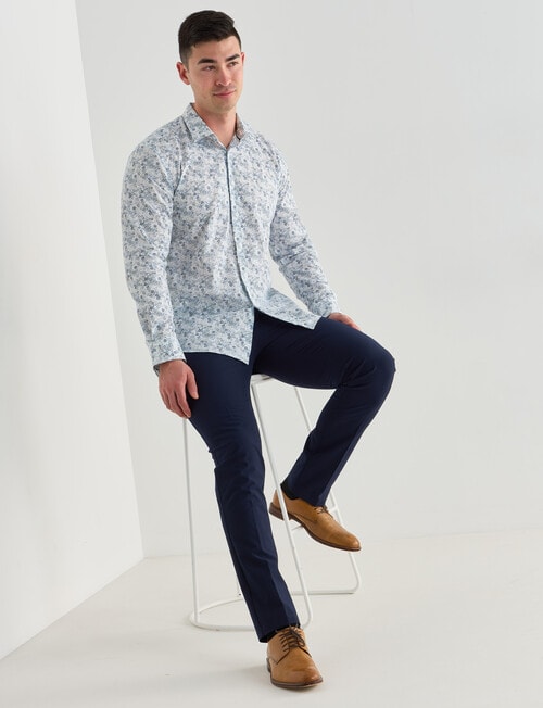 L+L Ayda Ditsy Printed Shirt, White & Blue product photo View 03 L