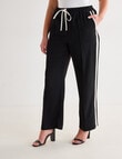 Whistle Side Stripe Straight Leg Jog Pant, Black & Ecru product photo View 12 S
