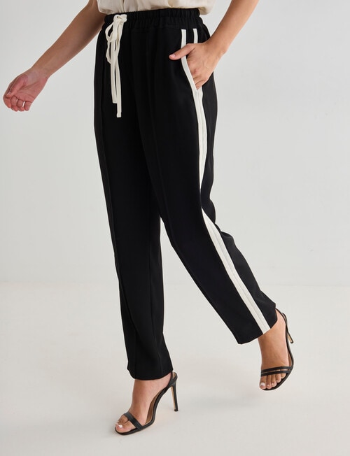 Whistle Tapered Jog Pant, Black & Ecru product photo
