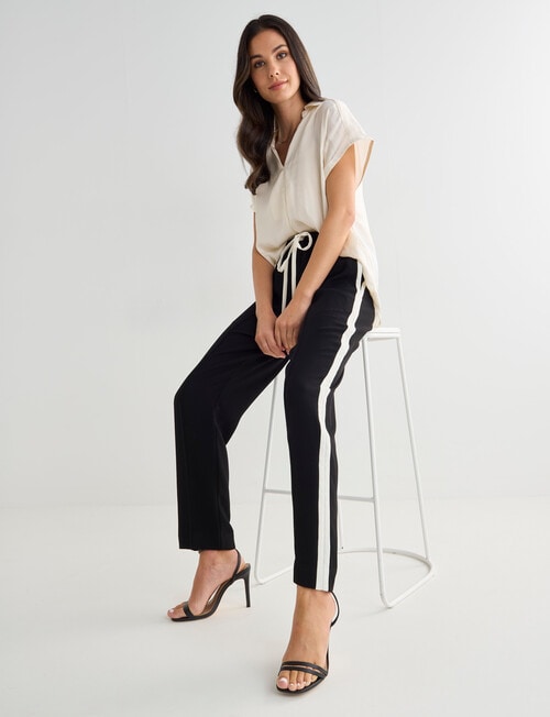 Whistle Tapered Jog Pant, Black & Ecru product photo View 03 L