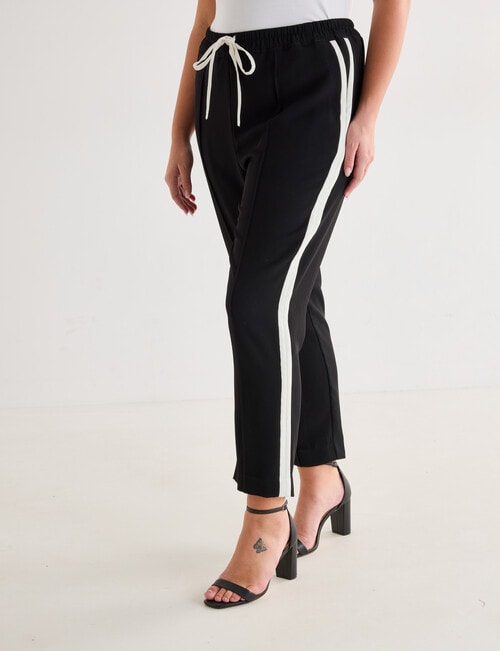 Whistle Tapered Jog Pant, Black & Ecru product photo View 12 L