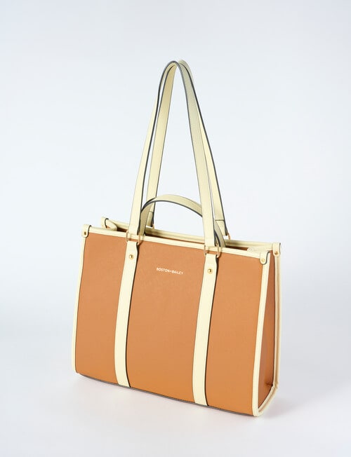 Boston + Bailey Contrast Trim Tote Bag, Tan & Cream product photo