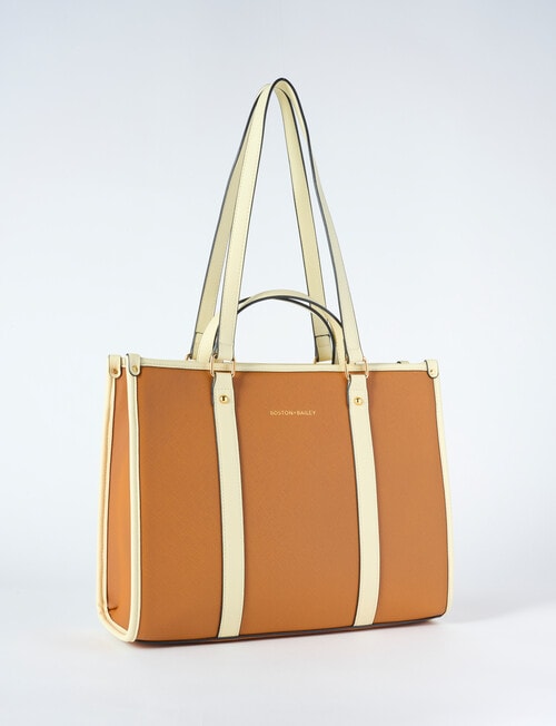 Boston + Bailey Contrast Trim Tote Bag, Tan & Cream product photo View 03 L