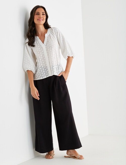 Whistle Basque Waist Wide Leg Crop Pants, Black product photo View 05 L