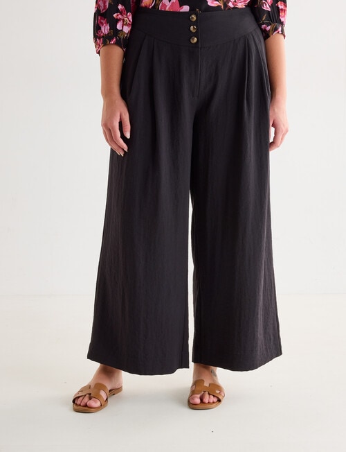 Whistle Basque Waist Wide Leg Crop Pants, Black product photo View 12 L