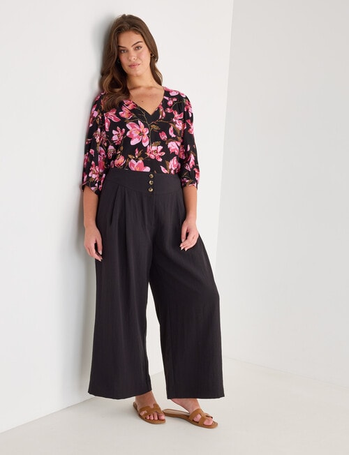 Whistle Basque Waist Wide Leg Crop Pants, Black product photo View 13 L