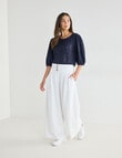 Whistle Basque Waist Wide Leg Crop Pant, Ivory product photo
