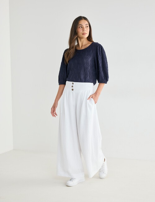 Whistle Basque Waist Wide Leg Crop Pant, Ivory product photo