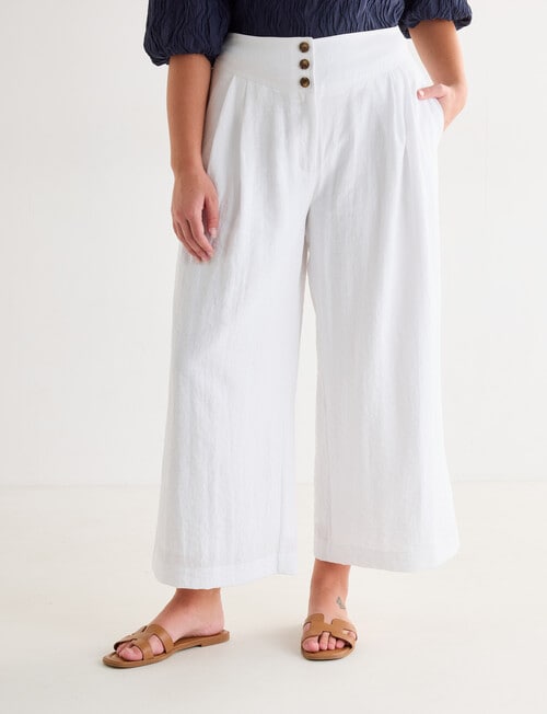 Whistle Basque Waist Wide Leg Crop Pant, Ivory product photo View 12 L
