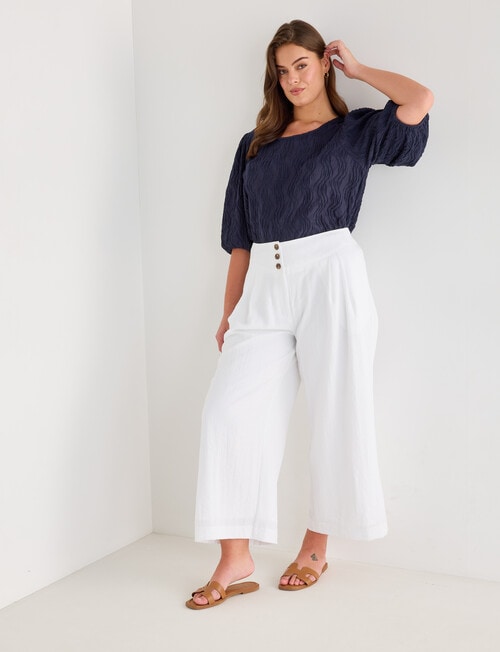 Whistle Basque Waist Wide Leg Crop Pant, Ivory product photo View 13 L