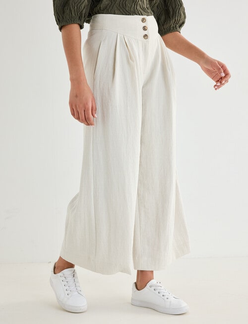 Whistle Basque Waist Wide Leg Crop Pants, Natural product photo