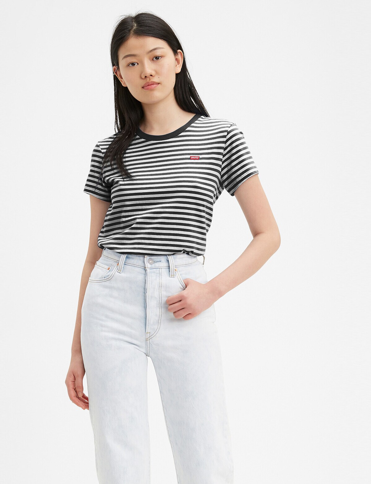 Levi's Long-Sleeve Baby Tee, Donna, New Stella Leopard Almond Buff, XXS