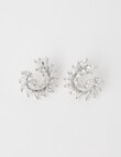 Harlow Swirl Leaf CZ Studs, Silver Tone product photo