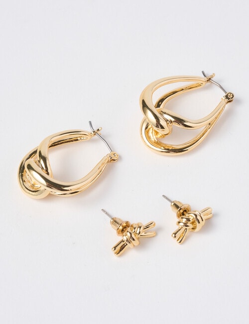 Whistle Accessories Knot Earring Set, Gold Tone product photo View 02 L