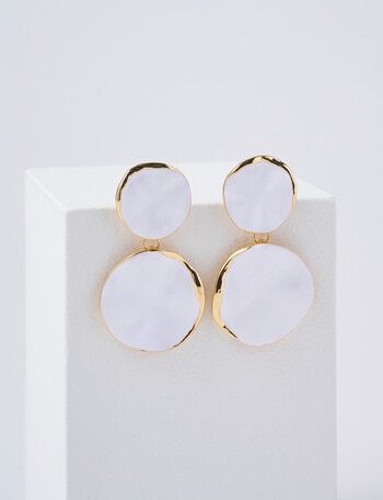 Whistle Accessories Round Dangle Earring, White product photo