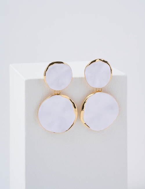 Whistle Accessories Round Dangle Earring, White product photo