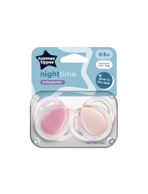 Tommee Tippee Night Time Soother, 2-Pack, 0-6m, Assorted product photo View 03 L