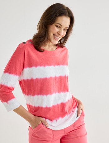Line 7 Catalina Tie Dye Stripe Top, Pink product photo