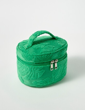 Zest Resort Palm Print Towelling Vanity Case, Green product photo