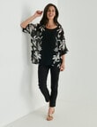 Ella J Leaf Print Drapey Top, Black product photo View 03 S