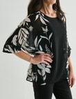 Ella J Leaf Print Drapey Top, Black product photo View 04 S