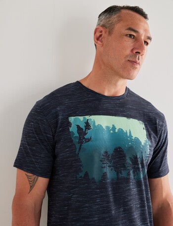 Kauri Trail Printed T-shirt, Navy Marle product photo